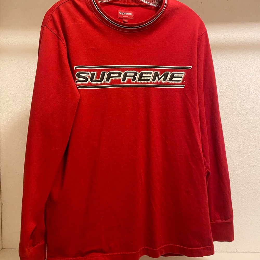 supreme bevel l/s top red sz medium